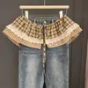 Falda de Algodón Puro con Encaje a Cuadros Gruesos y Bloques de Color, Estilo Británico, Falda Juvenil con Dobladillo en Capas para Mujer, Primavera
