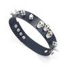 Collar personalizado estilo punk europeo y americano, collar gótico de aleación con remaches de calavera, collar de cuero para club nocturno, collar para Halloween