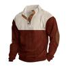Sudadera Casual Ajustada de Pana con Bloques de Color y Cuello Alto de Manga Larga para Hombre, Nueva Colección Otoño 2024
