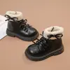 Botas Martin para niñas con forro de polar, nuevo estilo invernal, con un dulce diseño de lazo tipo princesa, botines para niños, cálidas y antideslizantes, botas de cuero