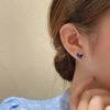 Pendientes Coreanos Azules Pequeños de Corazón de Dongdaemun con un Diseño de Moda, Accesorios para Orejas Simples con Forma de Corazón, Joyería Dulce de Nicho