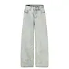 Jeans de Pierna Recta Lavados Azul Claro Retro Nostálgico Estilo Americano Nuevo Pantalones de Pierna Ancha Sueltos Simples de Gama Alta