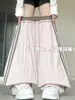 Pantalones de Paracaídas de Secado Rápido Color Rosa Claro Estilo Retro Americano con Paneles Laterales, Cintura Elástica, Corte Holgado, Pierna Ancha tipo Cargo para Mujer