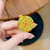 Pingente Bússola Oito Tesouros Filigrana Antiga Esmaltada Cobre Dourado Sand Gold Vietnamita Placa Redonda Pingente de Corda Trançada Venda por Atacado