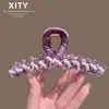Clip de Pinza de Tiburón para el Cabello con Perlas de Cristal Morado, Modelo Nuevo 2026 para Mujer, Estilo de Lujo Ligero, Adecuado para Cabello Grueso, Recogido Completo, Accesorio para el Cabello