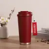 Xícara de café Lírio-do-vale com revestimento cerâmico, alto valor estético, copo térmico, copo de presente em aço inoxidável 316, copo de água de grande capacidade com alça