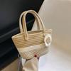 Bolso Tejido a Mano Moda para Mujer Nuevo Estilo Étnico Bolso Tejido de Paja Estilo Mori Playa Orilla del Mar Gran Capacidad Bolso Cesta de Verduras