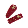 Pinza para el pelo de pelo de poni estilo Chanel rojo, pinza lateral para mujer, accesorio para el pelo de Año Nuevo, pinza para flequillo, otoño e invierno, nuevo pasador
