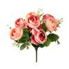 Nuevo capullo de rosa de té de 7 cabezas transfronterizo, flor artificial, rosa, hogar, restaurante, flor decorativa, decoración de habitación, ramo