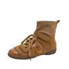 Botines de gamuza para mujer, estilo francés, punta redonda, suela plana, colección otoño/invierno 2026, versátiles y elegantes, con diseño inspirado en ballet