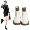 Botines calcetín de moda para mujer, nueva colección otoño/invierno 2026, estilo británico, botines con cremallera trasera, botas ajustadas, botas estilo Martin de cuero suave