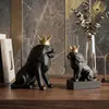 Decoración moderna minimalista de resina, artesanía de lujo ligero, escultura de animal león negro para sala de estar, comedor, mueble de vino, recibidor y estantería