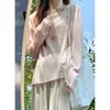 Blusa de protección solar estilo coreano para mujer, verano fina dulce juvenil corte holgado talla grande Lyocell Tencel fresca camiseta top
