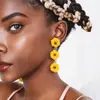 Moda 2025 Transfronteiriça Verão Doce e Bonita Menina Personalizado Resina Borla Longa Girassol Flor Orelha Feminina