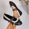 Novo Modelo de Verão 2026: Sapatos Femininos Casuais Confortáveis de Tamanho Grande, Estilo Francês, com Tira de Fivela Rasa e Baixa, Tamanho Único