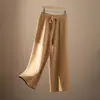 Pantalones Casuales de Punto para Mujer de Cintura Alta, Pierna Ancha, Caída Larga, Estilo Nuevo Primavera y Otoño 2026