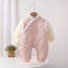 Ropa de Invierno para Bebés y Niños Pequeños para Año Nuevo Mono con Solapa Diagonal para Bebés y Niñas Estilo Antiguo de Malla Traje para Gatear para Niños