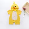 Roupa Siamesa de Bebê com Estampa de Desenho Animado para Meninos e Meninas Roupa de Lebre de Manga Curta para Bebês Recém-Nascidos Roupa de Escalada com Entrepernas Abertas Verão Fino
