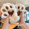 Lindos Guantes de Felpa con Forma de Pata de Oso para Mujer en Invierno, Forrados de Felpa y Engrosados para Prevenir el Frío y Mantener Caliente para Ciclismo, Peludos sin Dedos de Medio Dedo Modernos