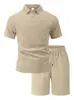 Conjunto de Camisa Polo Casual Deportiva Fina de Manga Corta para Hombre de Verano, Tejido Jacquard Europeo y Americano, Transpirable para Verano