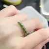 Anillo de diópsido natural plata de ley 925 proceso de baño de dos colores incrustado oro rosa tamaño de la piedra principal 2*5mm
