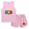 Traje de verano 2023 para niños, chaleco, pantalones cortos, camisa base casual coreana, absorbente de sudor, color caramelo, camiseta interior sin mangas para niños