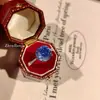 Anel Oitavado Elegante de Luxo Leve Corte Rosa Milênio com Diamante de Alto Carbono Flor Rosa Anel de Diamante Paraíba para Mulheres