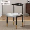 Silla de comedor para el hogar, taburete con respaldo nórdico, escritorio, moderno, minimalista, para dormitorio, silla de cuerno de hierro de imitación de madera maciza para estudiantes universitarios