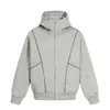 Sudadera Cardigan Retro Americano de Cuello Alto Medio con Capucha para Hombre y Mujer Otoño e Invierno Nueva Silueta Puntada Decorativa Estilo Perezoso Chaqueta con Cremallera