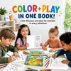 Livro de Atividades para Colorir Dinossauro Infantil Transfronteiriço para Idades 3-6, Jogo Educacional em Inglês Livro de Desenho com Costura em Sela, Multitemático