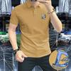 Polo de manga corta con logotipo distintivo para hombre, transpirable, de alta gama, estilo europeo, moderno, ligero, de lujo, de calidad sólida, 2025