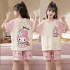 Pijama para Niñas 2026 Nuevo Estilo Verano Algodón Imitación Fino Manga Corta Shorts Ropa de Casa para Niños Estilo Verano