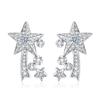 Anillo de Cometa Estrella Galáctica para Mujer Viento Frío Completo de Diamante Luz de Meteoro Lujo Ligero Pendientes Elegantes Todo-Combinación Joyería de Mano de Gama Alta