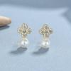 Clavo de Oreja de Perla de Trébol de Cuatro Hojas de Plata de Ley 925 para Mujer Verano Pequeño Fresco Clavo de Hueso de Oreja Joyería de Oreja Ligera de Lujo Ins Elegante