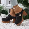 Sandalias de Tacón Alto de Comercio Exterior Europeo y Americano Transfronterizo para Mujer Verano 2026 Nueva Moda para Exteriores Punta Cerrada Tacón Grueso Sandalias para Mujer