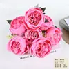 Flores Artificiais, Peônias de 7 Cabeças, Pequeno Buquê de Peônias Estilo Europeu, Buquês de Casamento, Flores de Mesa para Hotel, Flores de Seda, Fabricante de Flores Artificiais