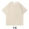 Camiseta de Manga Corta de Algodón Puro Americano para Hombre y Mujer de 230g, Verano Holgada Color Liso Capa Base Marca de Moda Hombro Caído Pequeño Ropa Blanca