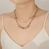 Estilo de Férias Novo Primavera e Verão Nicho Colar Colorido com Múltiplas Pedras Flor Pequena Corrente para Clavícula Design Acessórios Menina Dopamina