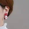 Pendientes de Clip con Orejas de Lazo Tridimensionales, Rojos, Lindos y Dulces Pendientes de Cereza, Diseño de Nicho, Pendientes sin Perforar, Novedad 2025