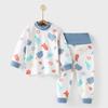 Traje de ropa de otoño para bebé, cintura alta, protección para el vientre, niños y niñas, bebé, niños, manga larga, pijama dividido, pantalones largos, algodón, traje para niños