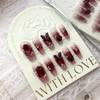 [Manicure feita à mão] molho de ameixa preta vermelho vinho camélia borboleta unhas postiças feitas à mão usar adesivo de unha manicure