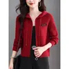 Suéter de Chaqueta Corta con Cremallera y Capucha 2026 Otoño/Invierno Nuevo Estilo Ropa para Mamá Tacto de Alta Gama Cárdigan de Punto Superior Moda para Mujer