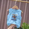 Chaleco de Algodón Puro para Niños y Niñas, Nuevo Camiseta sin Mangas de Verano Tie-Dye Versátil Elegante con Estampado de Dibujos Animados