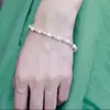 Artículos genuinos pulsera de cuentas redondas de moda chapada en cobre y plata pulsera para mujer pulsera simple joyería transmisión en vivo comercio electrónico suministro de fábrica venta al por mayor