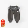 Pantalones de niña con volantes, estilo único, pants de felpa para bebé, joggers deportivos para otoño e invierno, pantalones casuales para niño pequeño para otoño