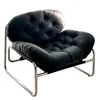 Sillón Individual Estilo Nórdico Sala de Estar Balcón Sofá Perezoso Estilo Antiguo Color Sólido Silla de Ocio Descanso para el Almuerzo Sofá de Hierro Forjado