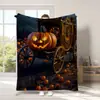 Manta de franela temática de Halloween con estampado digital, exclusiva para ventas transfronterizas, disponible para envío directo de artículos individuales, adecuada para siestas en la oficina y uso con aire acondicionado
