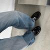 Zapatos Clásicos de Cuero Negro Zapatos de Uniforme Jk Nuevos Versátiles para las Cuatro Estaciones Estilo Preppy Tacón Medio Grueso Mocasines de Cuero Patentado de Vaca