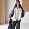Jaqueta com Capuz Color Block Infantil Outono Leve 2026 Novo Estilo Roupa de Esqui Corta-vento para Meninos e Meninas Top Casual para Crianças de Tamanho Médio e Grande