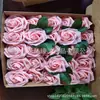 Suministro directo de fábrica Caja de regalo Amazon Rosa de simulación de 8 cm Más hoja Cabeza de flor de espuma PE europea